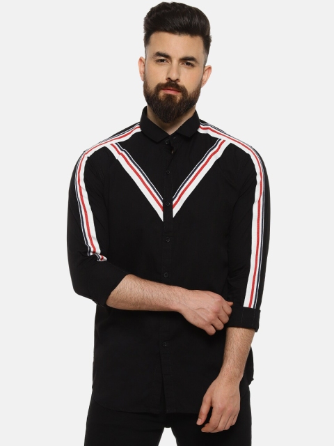 

Campus Sutra Men Black Regular Fit Striped Casual Shirt
