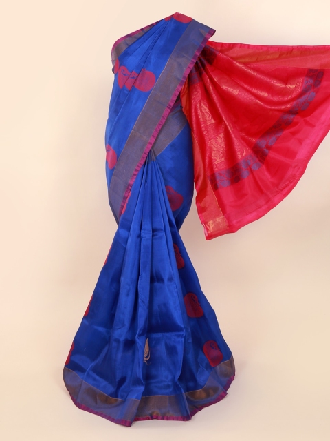 

Pothys Blue & Pink Pure Silk Woven Design Saree