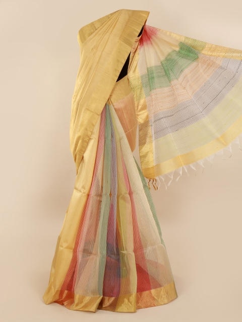 

Pothys Cream-Coloured Solid Jute Silk Saree