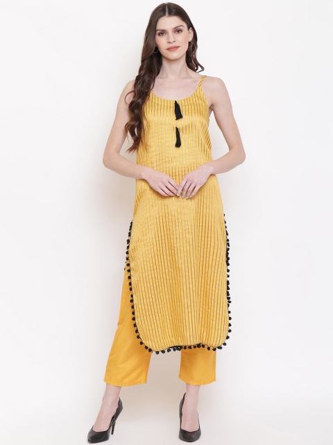 

Napra Women Yellow Striped A-Line Kurta