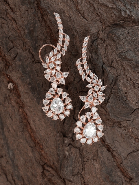 

Adwitiya Collection Rose Gold Floral Drop Earrings
