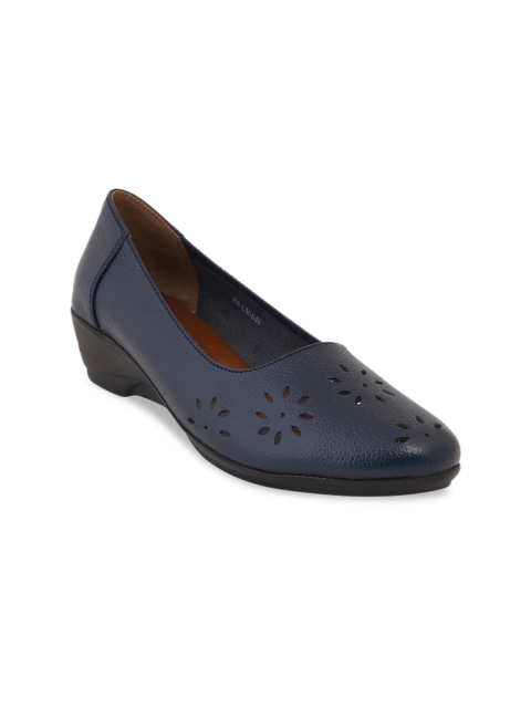 

pelle albero Women Blue Solid Leather Wedges