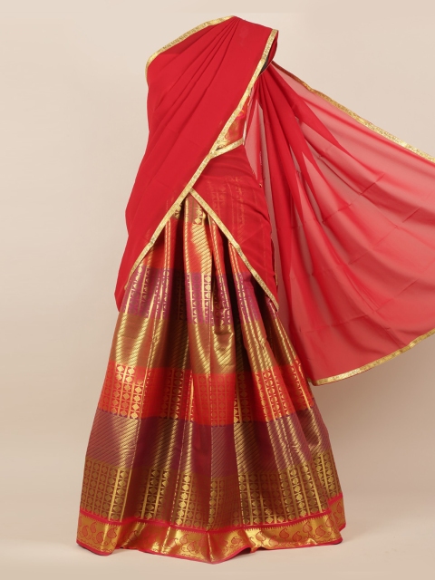 

Pothys Maroon Woven Design Poly Chiffon Half Saree