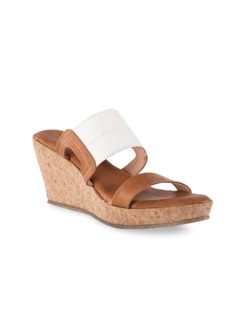 

Kraft Cellar Women Brown & White Colourblocked Leather Wedges
