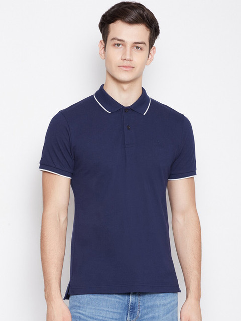 

GANT Men Navy Blue Solid Polo Collar T-shirt