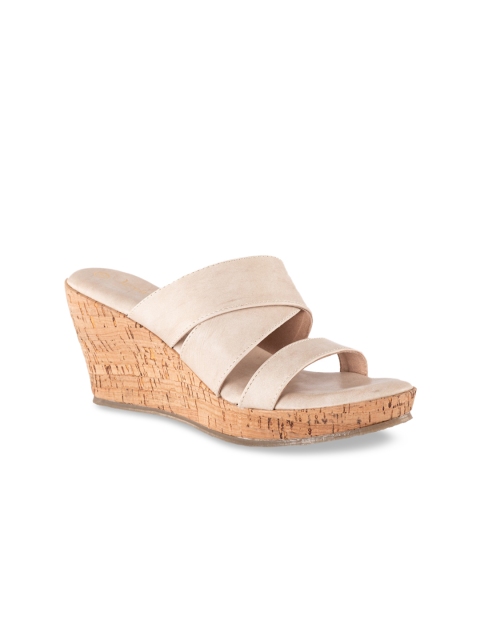 

Kraft Cellar Women Beige Solid Leather Wedges
