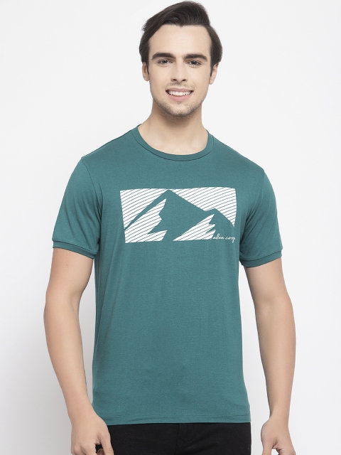 

Allen Cooper Men Green Slim Fit Printed Round Neck T-shirt