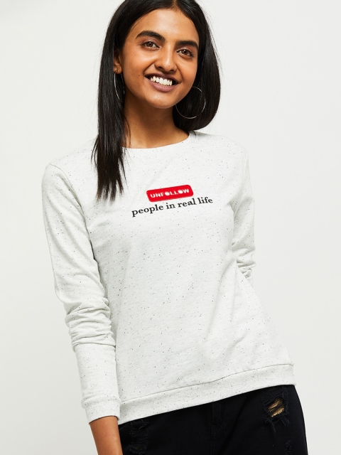 

max Women Grey Melange Printed Sweatshirt