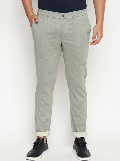 

Basics Men Green Tapered Fit Self Design Regular Trousers