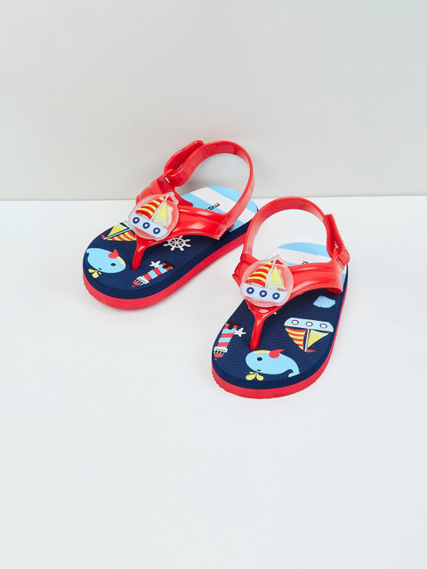 

max Boys Red Printed Thong Flip-Flops