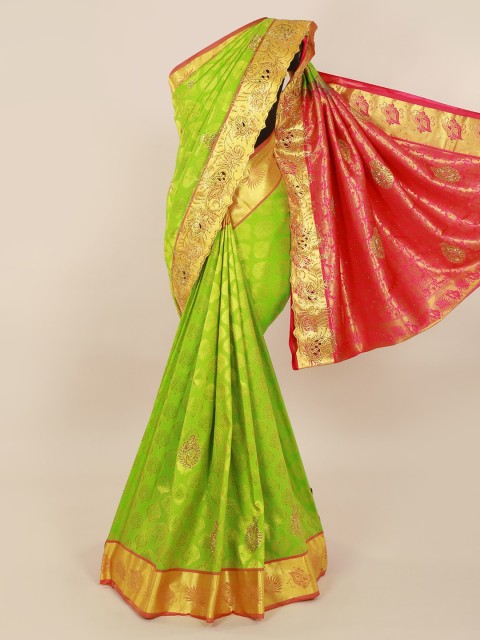 

Pothys Green Pure Silk Woven Design Kanjeevaram Saree