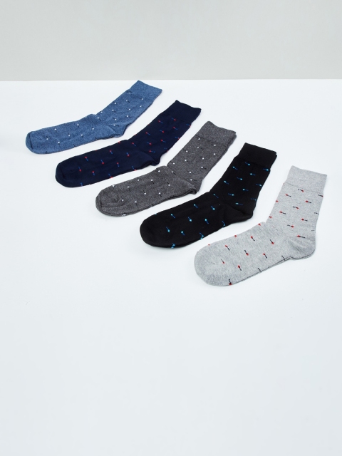 

max Men Pack of 5 Patterned Above Ankle-Length Socks, Navy blue
