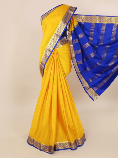 

Pothys Yellow Pure Silk Solid Mysore Silk Saree