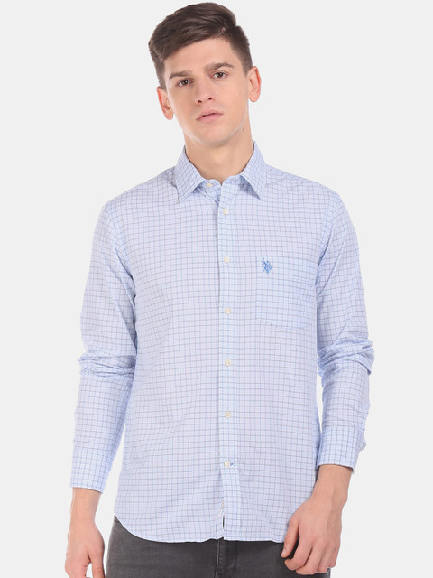 

U.S. Polo Assn. Men Blue & Black Regular Fit Checked Casual Shirt