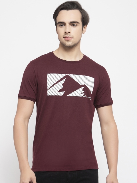 

Allen Cooper Men Maroon Slim Fit Printed Round Neck T-shirt