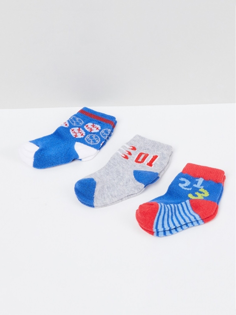 

max Infant Boys Pack Of 3 Ankle-Length Socks, Blue