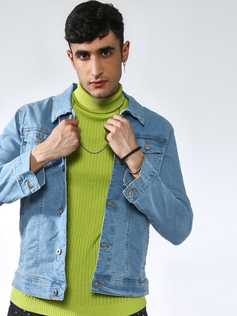 

Blue Saint Men Blue Solid Lightweight Denim Jacket