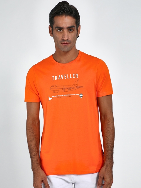 

Blue Saint Men Orange Printed Round Neck T-shirt