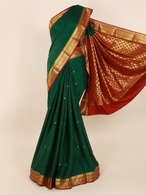 

Pothys Green Pure Silk Solid Mysore Silk Saree