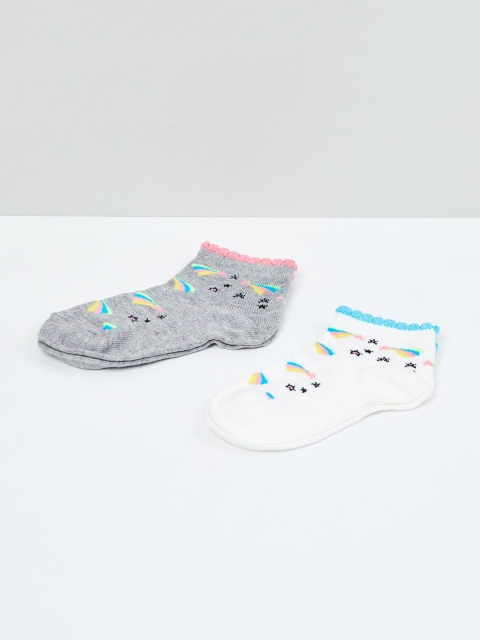 

max Girls Pack Of 3 Patterned Ankle-Length Socks, Grey