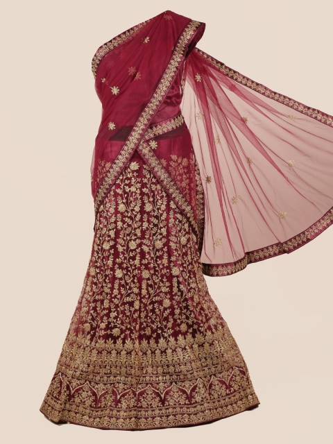

Pothys Maroon Embroidered Half Saree