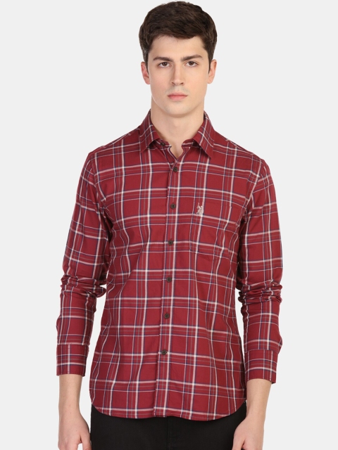 

U.S. Polo Assn. Men Red Regular Fit Checked Casual Shirt