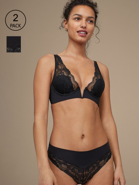 

H&M Women Black 2-Pack Brazilian Briefs