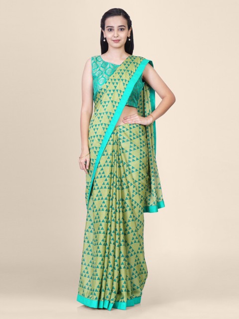 

Hastakala Green Printed Banarasi Saree