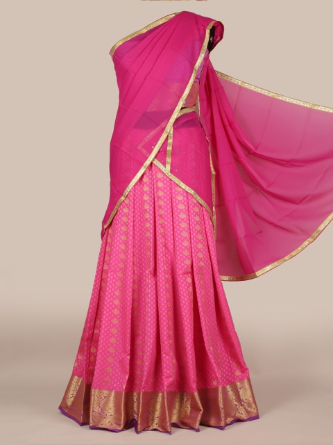 

Pothys Purple Woven Design Poly Chiffon Half Saree