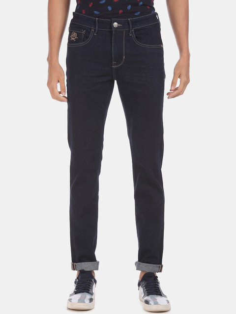 

U.S. Polo Assn. Men Navy Blue Tapered Fit Mid-Rise Clean Look Stretchable Jeans