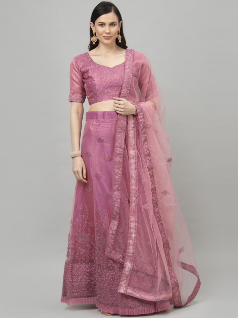 

Satrani Mauve Semi-Stitched Lehenga & Blouse with Dupatta