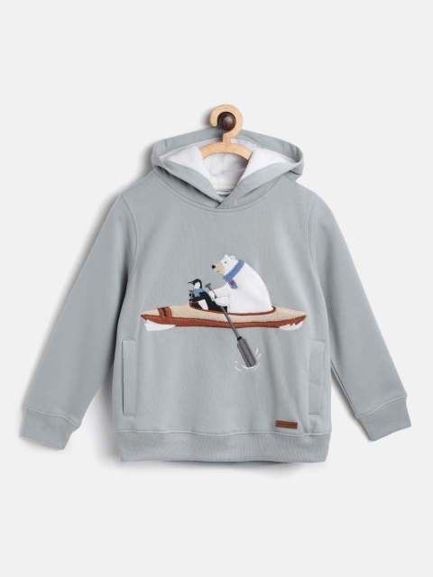 

Cherry Crumble Kids Blue & White Embroidered Hooded Sweatshirt