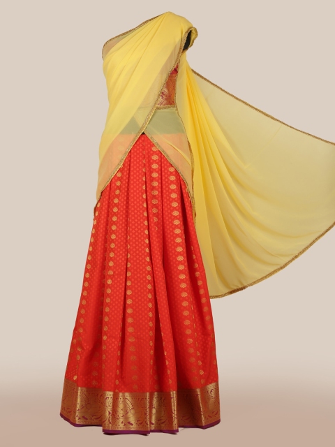 

Pothys Yellow Woven Design Poly Chiffon Traditional Half Saree