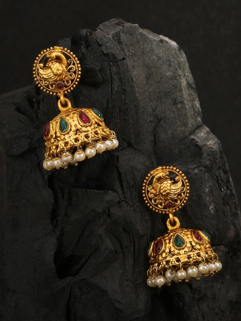 

Adwitiya Collection 24 CT Gold-Plated Dome Shaped Jhumkas