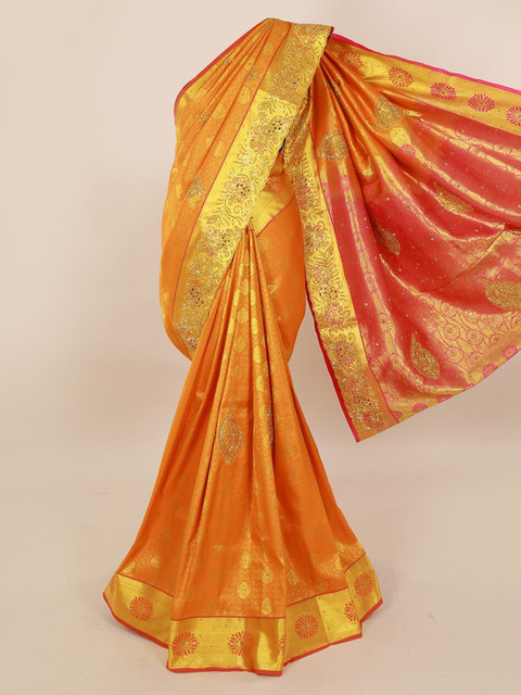 

Pothys Orange Pure Silk Woven Design Kanjeevaram Saree