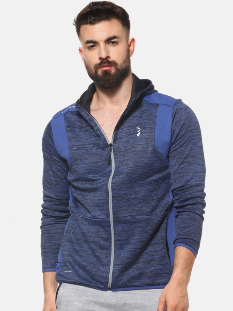 

Campus Sutra Men Blue Striped Lightweight Sporty Jacket