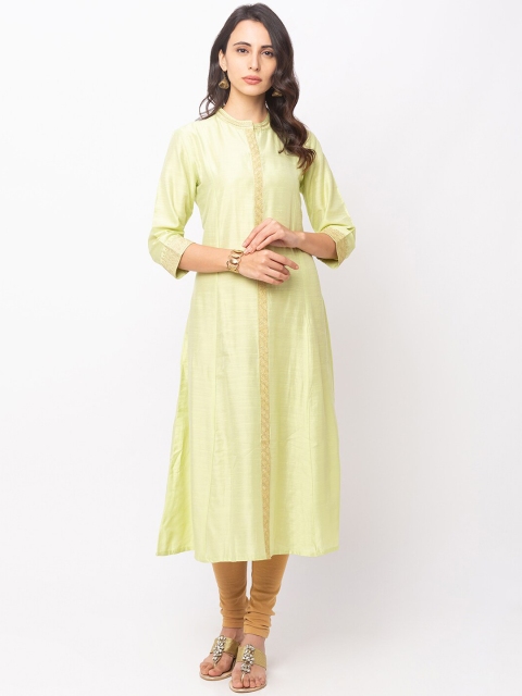 

Globus Women Lime Green Solid A-Line Kurta