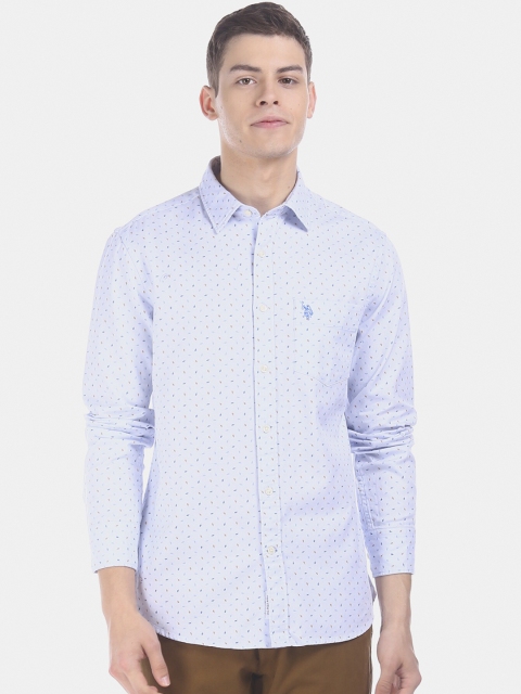 

U.S. Polo Assn. Men Blue Regular Fit Printed Cotton Casual Shirt