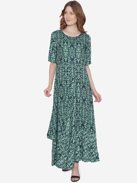 

Vedic Women Green Printed Maxi Dress