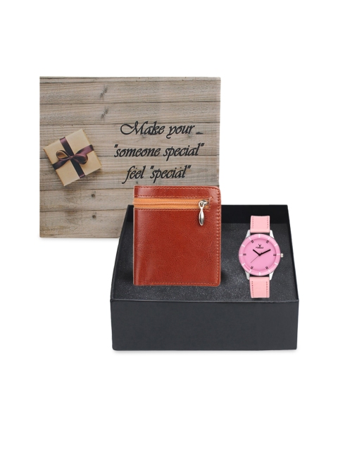 

Hobforestessentials Women Pink & Brown Watch Gift Set
