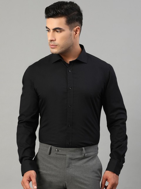

HARSAM Men Black Slim Fit Solid Formal Shirt
