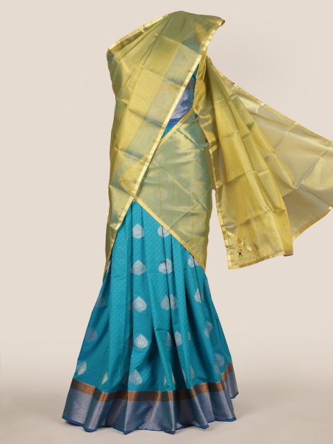 

Pothys Gold-Toned & Blue Tissue Woven Design Traditional Half Saree