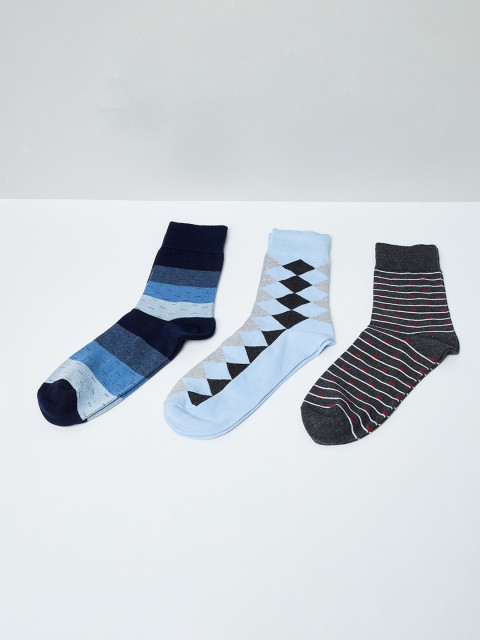 

Max Men Pack Of 3 Ankle Length Socks, Blue