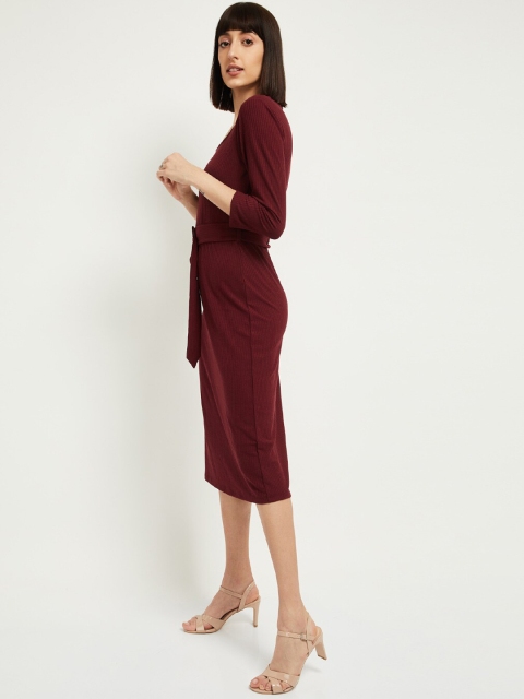 

max Women Maroon Solid Sweater Dress