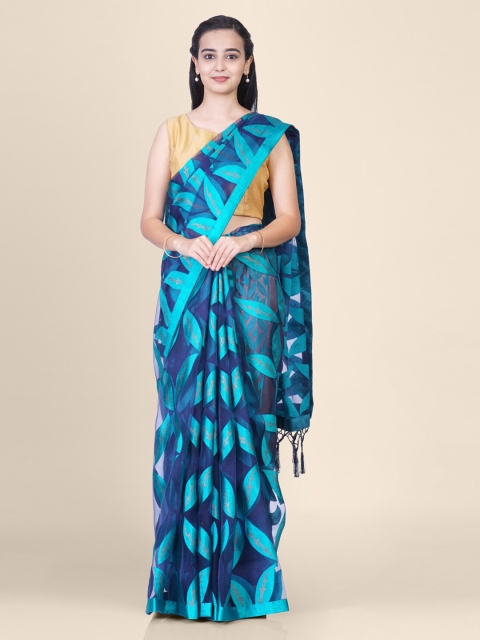 

Hastakala Navy Blue Brasso Printed Banarasi Saree