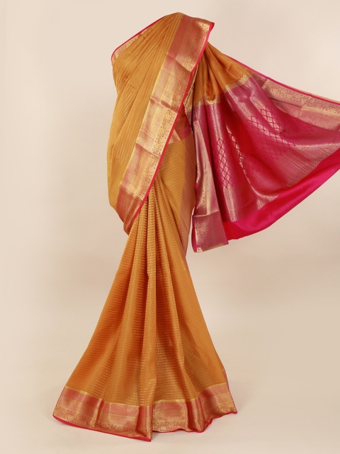 

Pothys Mustard Pure Silk Solid Mysore Silk Saree