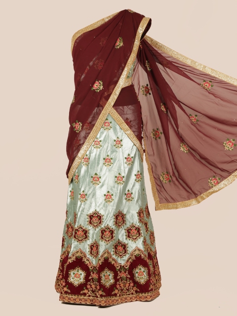 

Pothys Brown Embroidered Half Saree
