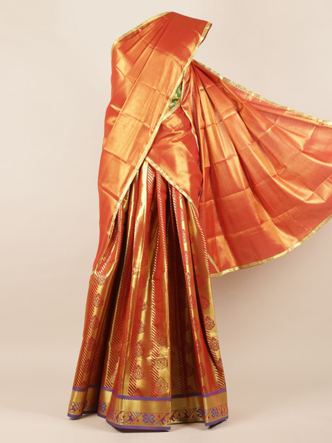 

Pothys Orange Printed Tissue Half Saree