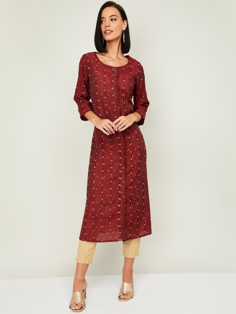 

Melange by Lifestyle Women Red & Gold-Coloured Printed A-Line Kurta