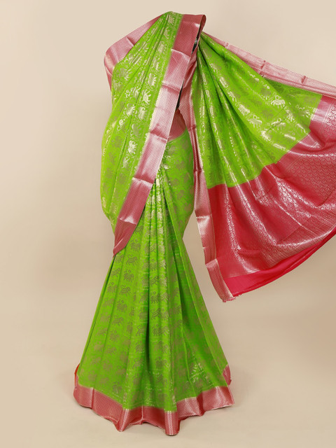 

Pothys Green Pure Silk Woven Design Mysore Silk Saree